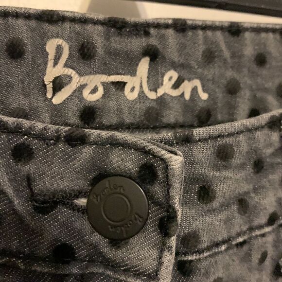 Boden the So-Ho gray with black polka dots skinny jeans Size 4R - Picture 2 of 6